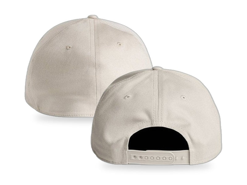Two Bone caps from behind, overlapping: a fitted Icon Flex Cap with a closed elastic back, and an Icon Cap with an open plastic snapback.