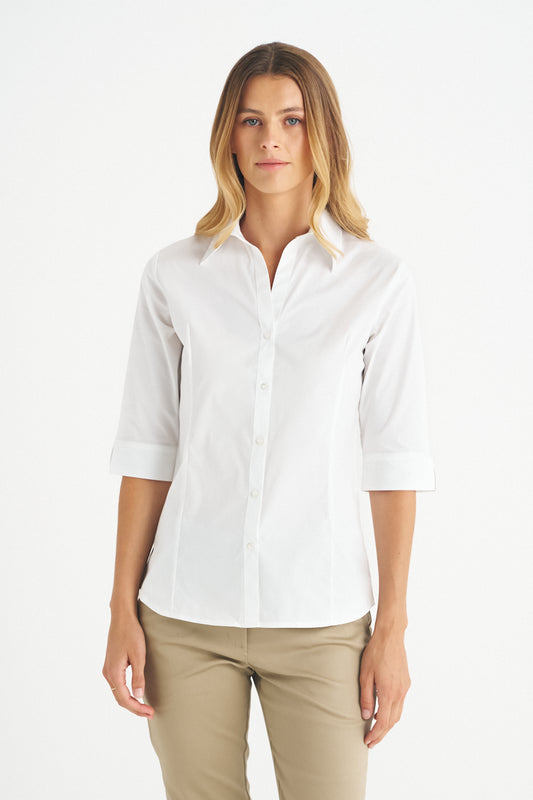 identitee Rodeo Women's 3/4 Sleeve Work Shirt - Model