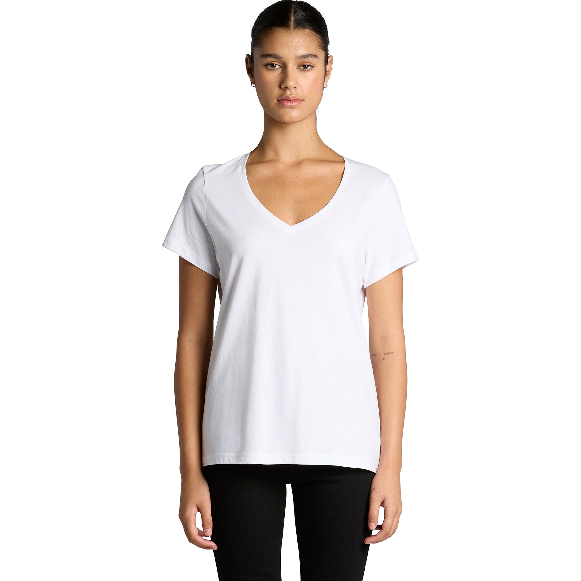 AS Colour Women's Maple V Neck Tee - Model Front