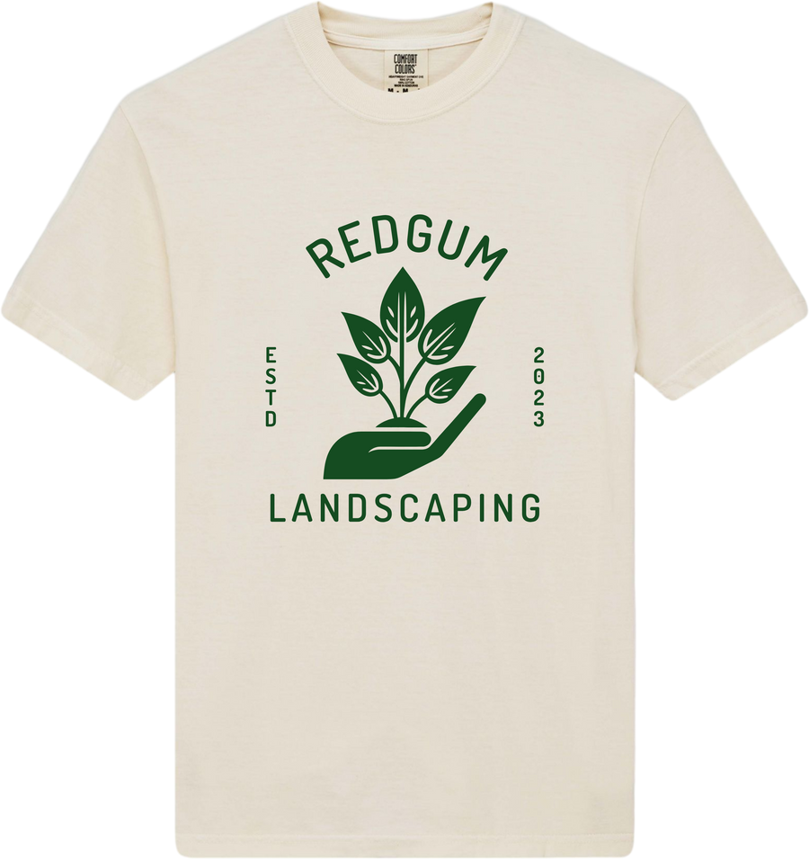 The finished design printed on a natural t-shirt